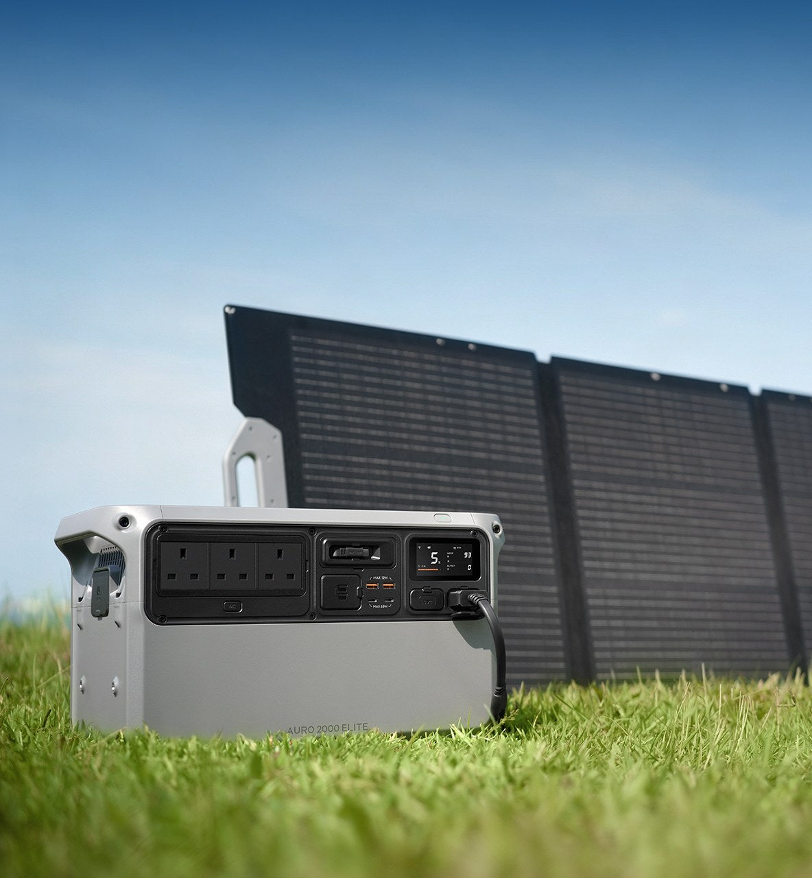 Solar panels beside the Auro 2000 Elite
