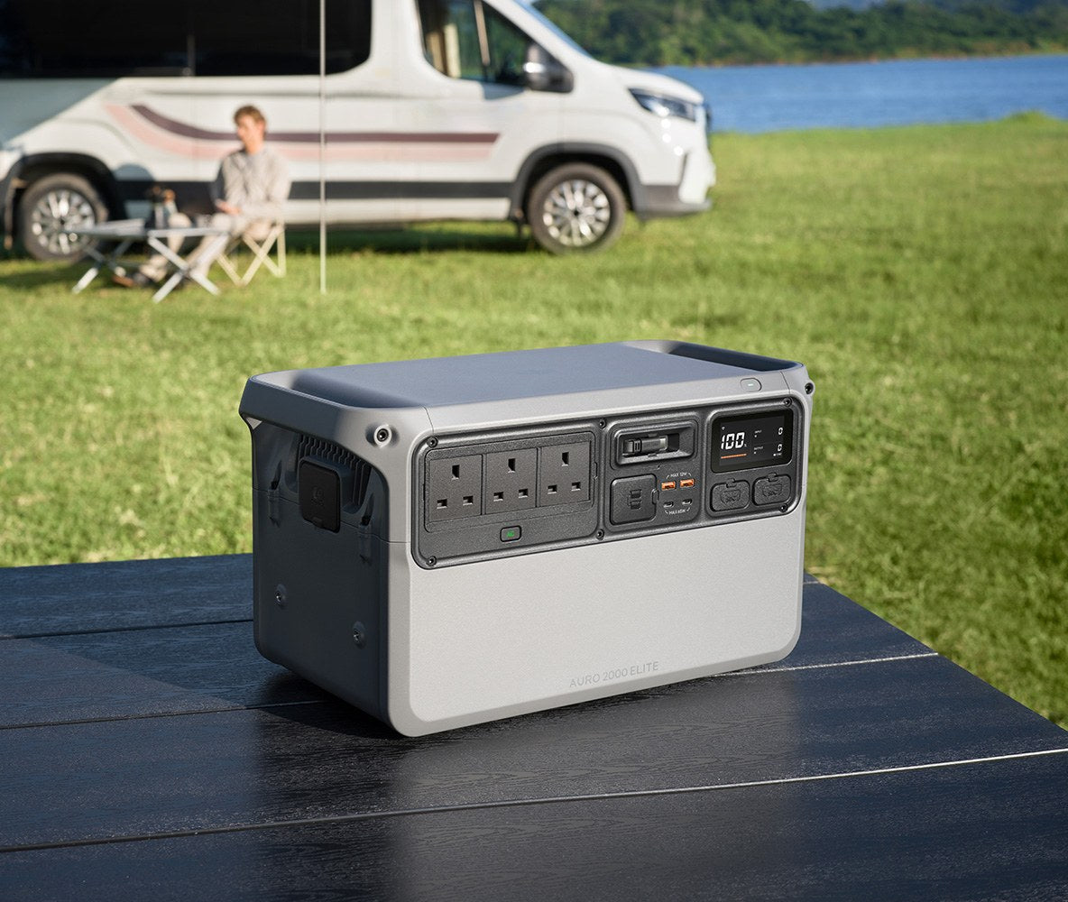 The Auro 2000 Elite outside a camper van