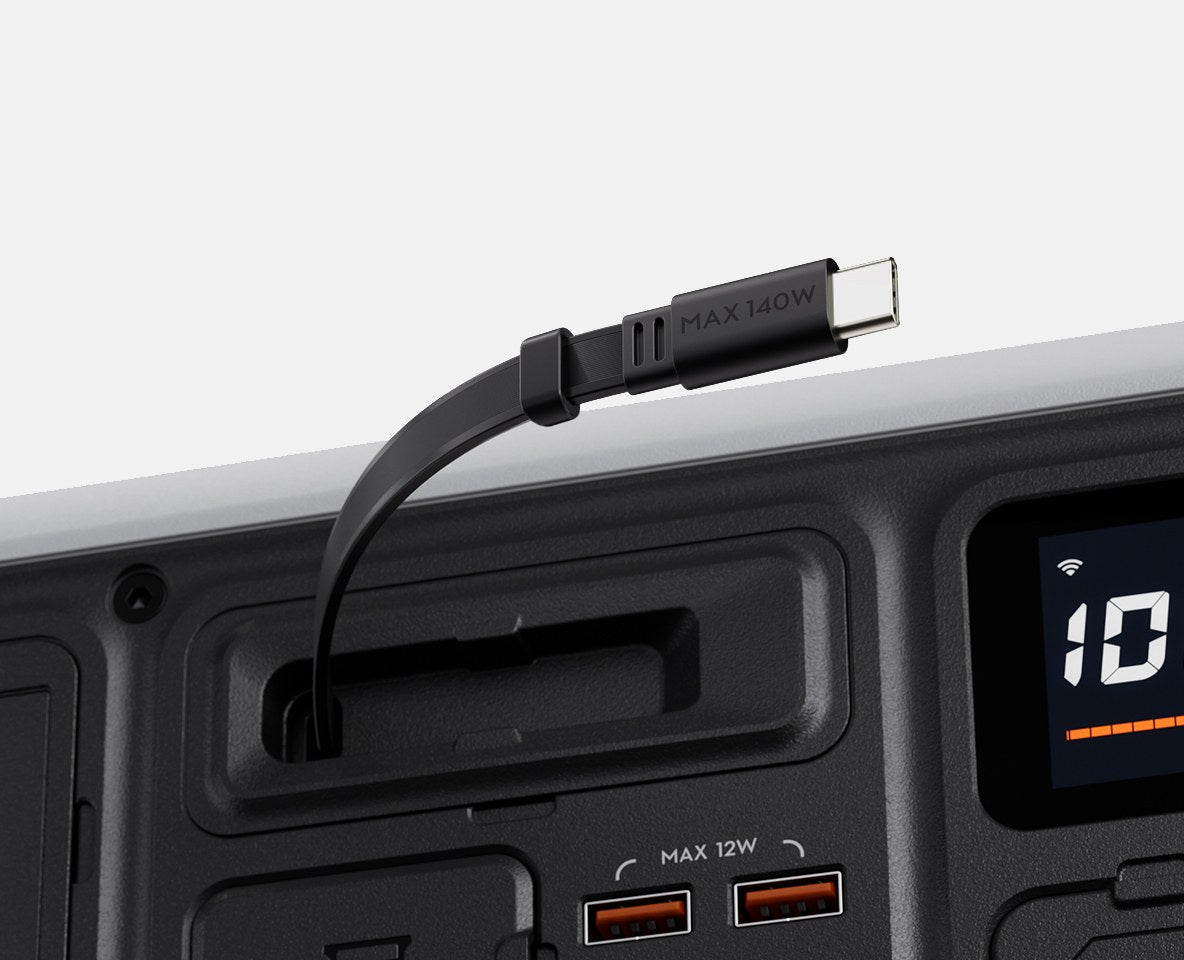 Retractable cable close-up