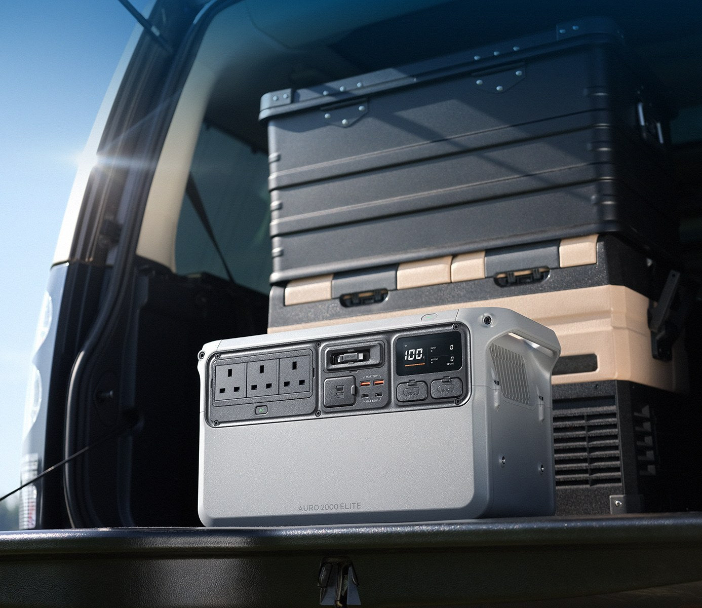 The Auro 2000 Elite in a car boot