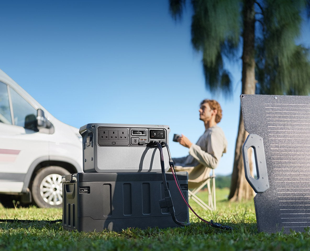 Camper van, solar panel and the Auro 2000 Elite